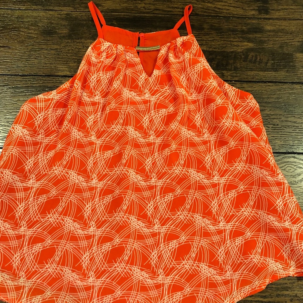 Orange and white summer blouse tank top